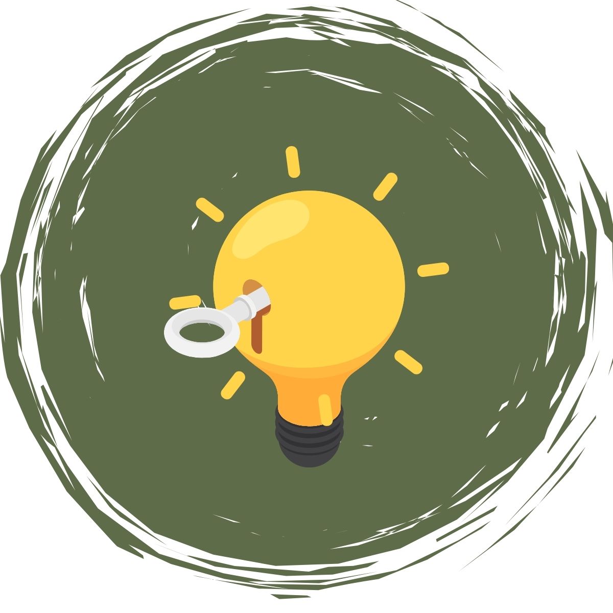 Illustration of a wind-up light bulb symbolizing overthinking and relatable humor | Moodwear funny t-shirts collection by The Grumpy Ninja