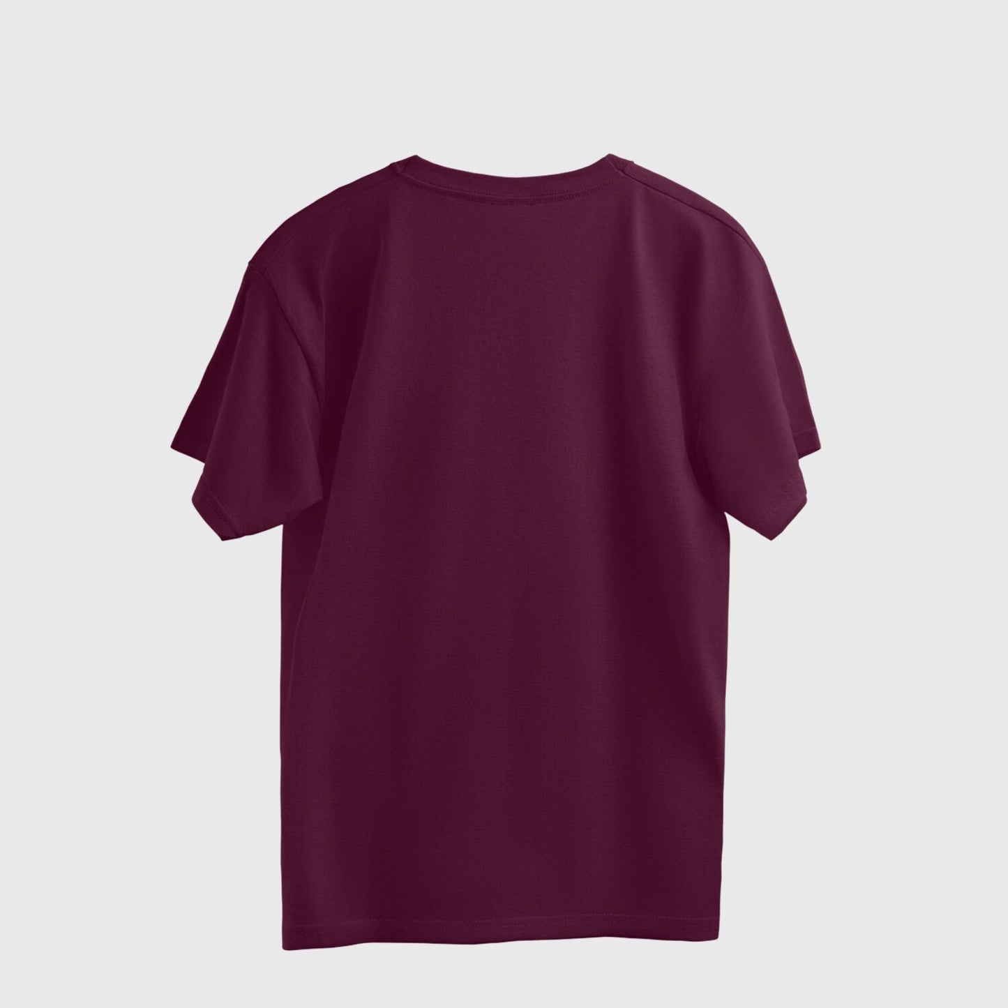 Maroon t-shirt on a light gray background