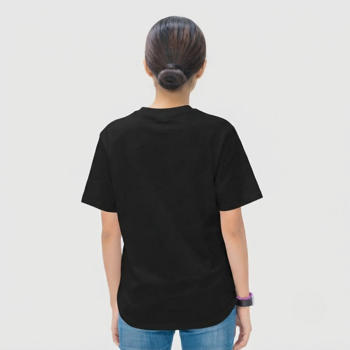 Black oversized T-shirt featuring a bleak, self-aware environmental joke