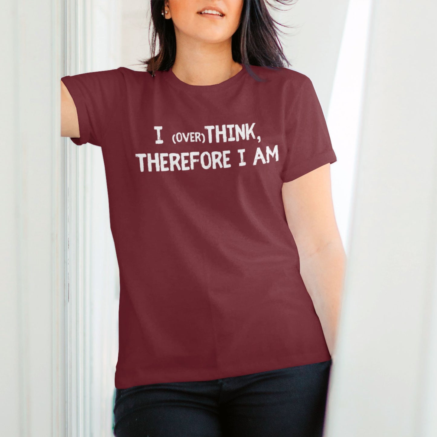darkly relatable t-shirt with witty overthinker quote from The Grumpy Ninja Moodwear Collection.