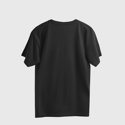 Back of the black T-shirt showing the plain design with no print