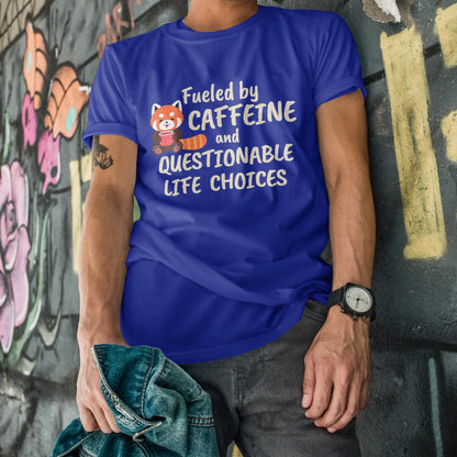 Funny unisex caffeine addict t-shirt for coffee drinkers, overthinkers, and late-night espresso fans.