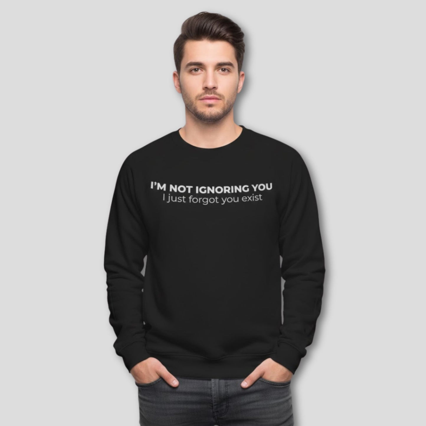 Ironic quote oversized sweatshirt for everyday comfort and low social energy