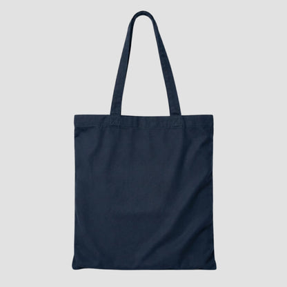 Plain canvas tote bag showing the back and zipper closure