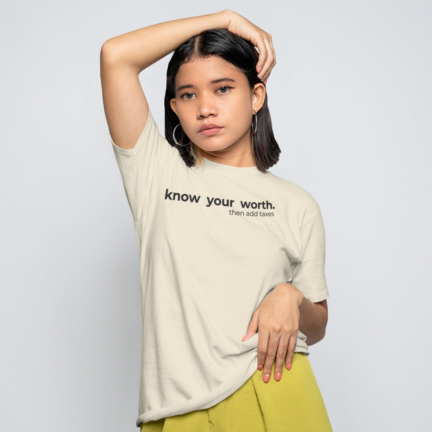 know your worth then add taxes Unisex Oversized t-shirt