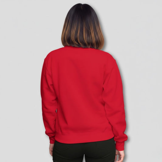 Sarcastic unisex sweatshirt with bold white quote on red winter fleece