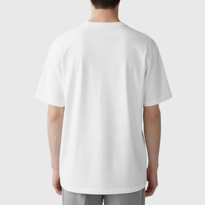 Travel graphic t-shirt with minimalist wanderlost print and oversized unisex fit