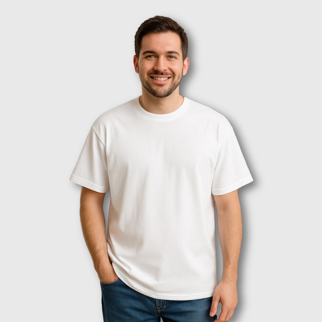 men’s oversized lion graphic tee in white with clean line art design