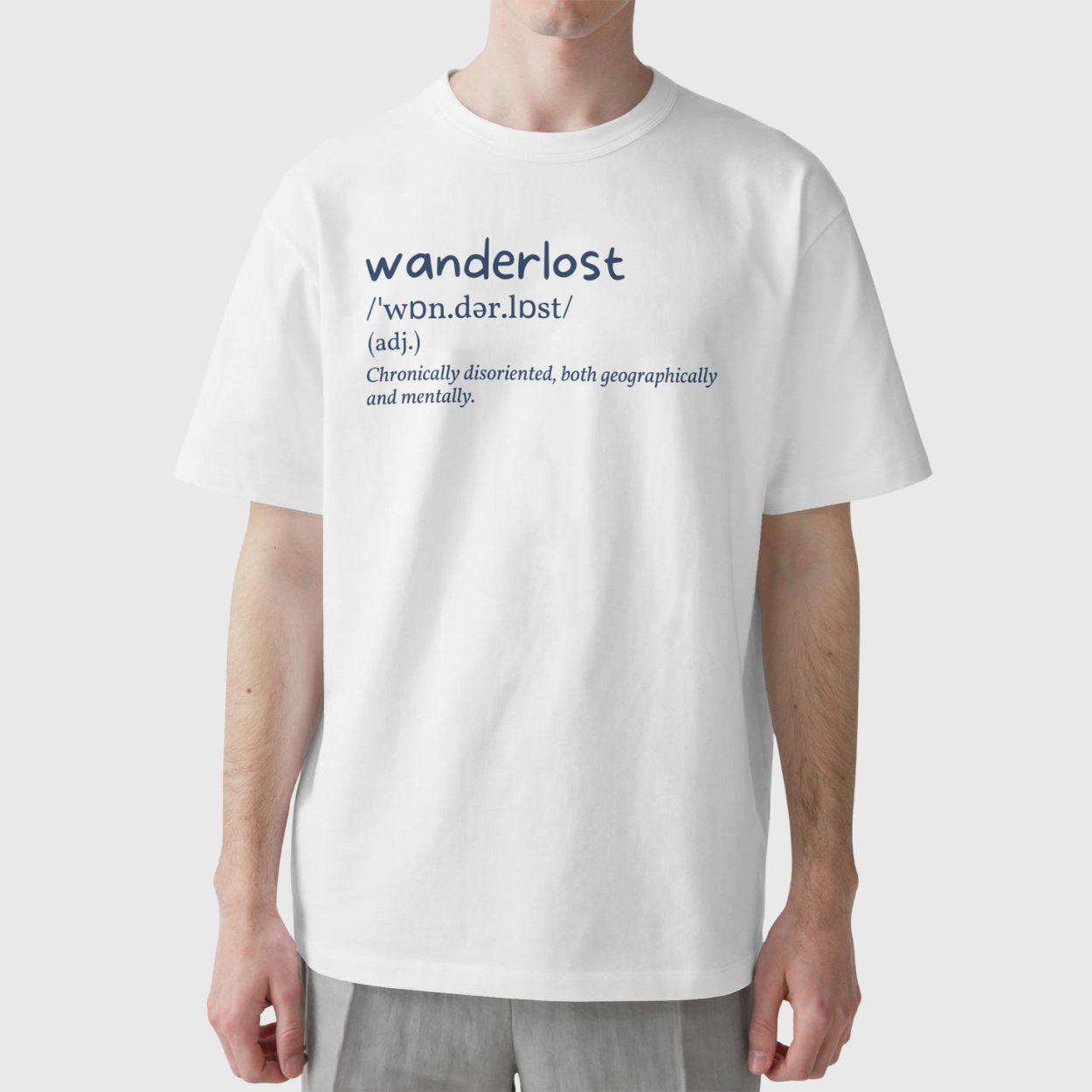 Oversized travel t-shirt “Wanderlost” for travellers and explorers.
