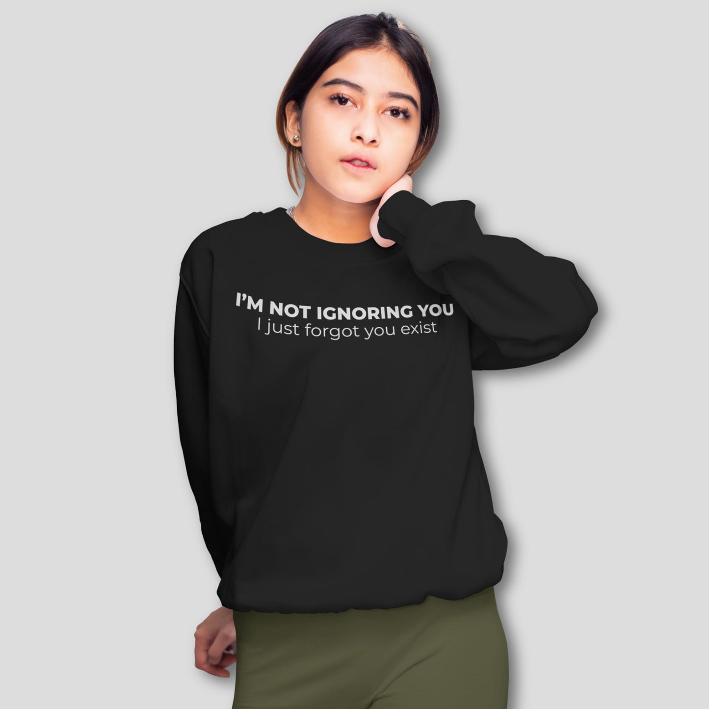 Witty graphic style sarcastic sweatshirt for casual winter streetwear